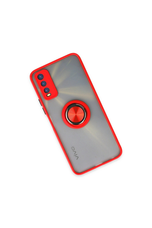 Evimdeyokyok Vivo Y11S Kılıf Montreal Yüzüklü Silikon Kapak - Kırmızı