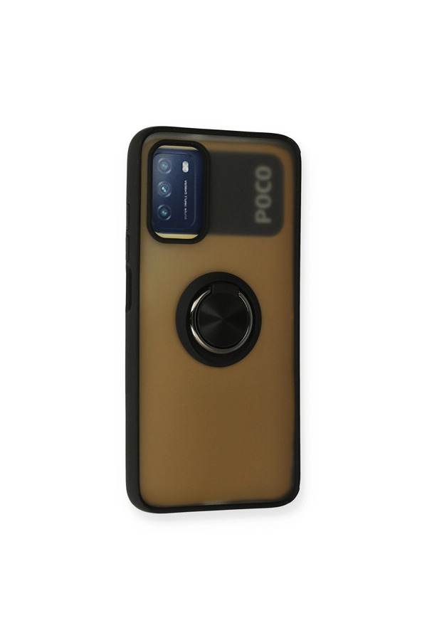 Evimdeyokyok Xiaomi Redmi 9T Kılıf Montreal Yüzüklü Silikon Kapak - Siyah