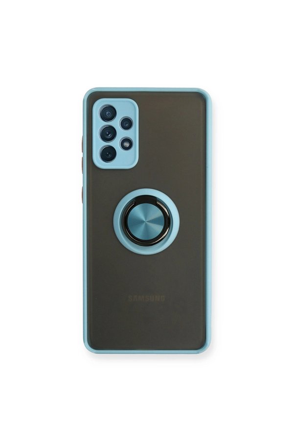 Evimdeyokyok Samsung Galaxy A72 Kılıf Montreal Yüzüklü Silikon Kapak - Buz Mavi