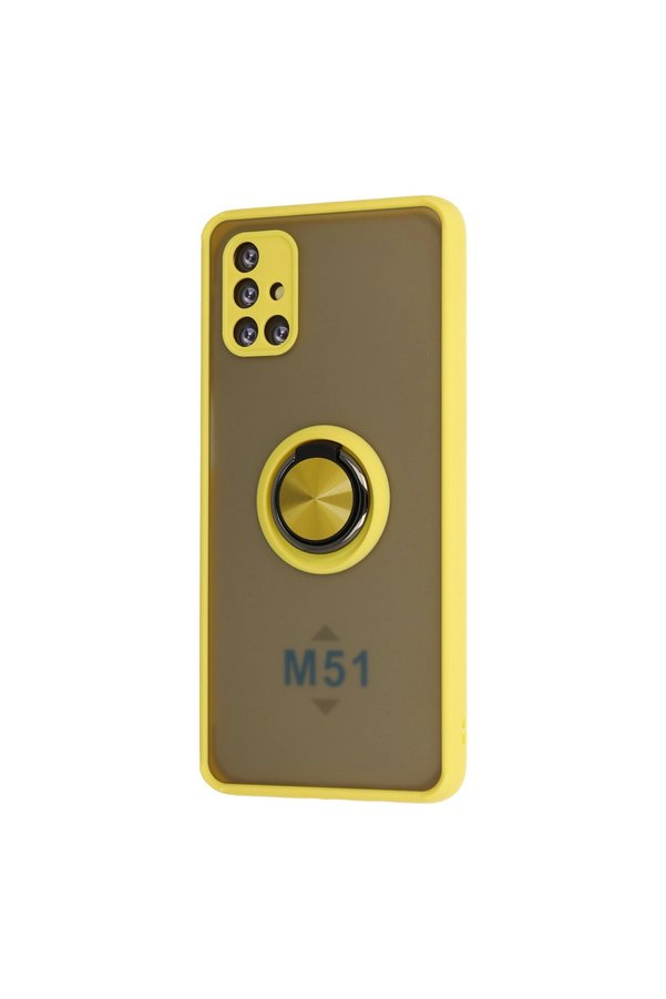 Evimdeyokyok Samsung Galaxy M51 Kılıf Montreal Yüzüklü Silikon Kapak - Sarı
