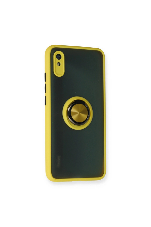 Evimdeyokyok Xiaomi Redmi 9A Kılıf Montreal Yüzüklü Silikon Kapak - Sarı