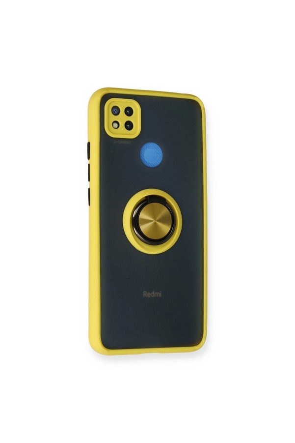 Evimdeyokyok Xiaomi Redmi 9C Kılıf Montreal Yüzüklü Silikon Kapak - Sarı