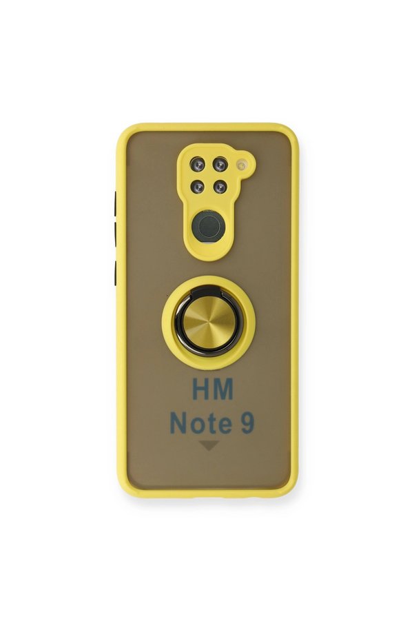 Evimdeyokyok Xiaomi Redmi Note 9 Kılıf Montreal Yüzüklü Silikon Kapak - Sarı