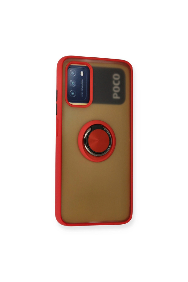 Evimdeyokyok Xiaomi Redmi 9T Kılıf Montreal Yüzüklü Silikon Kapak - Kırmızı