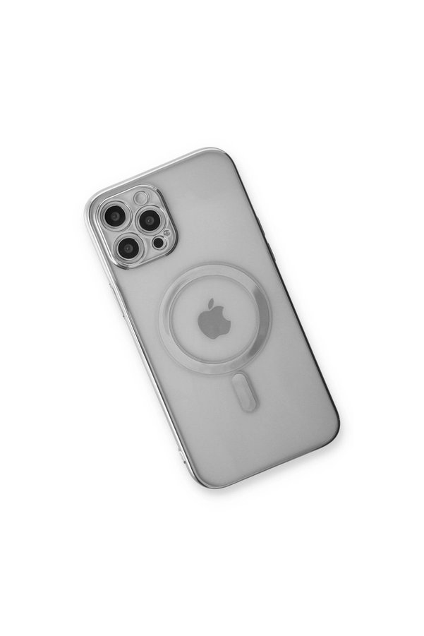 Evimdeyokyok Apple İphone 12 Pro Kılıf Magneticsafe Lazer Silikon - Gümüş