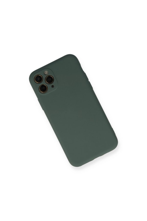 Evimdeyokyok Apple İphone 11 Pro Kılıf Nano İçi Kadife Silikon - Koyu Yeşil