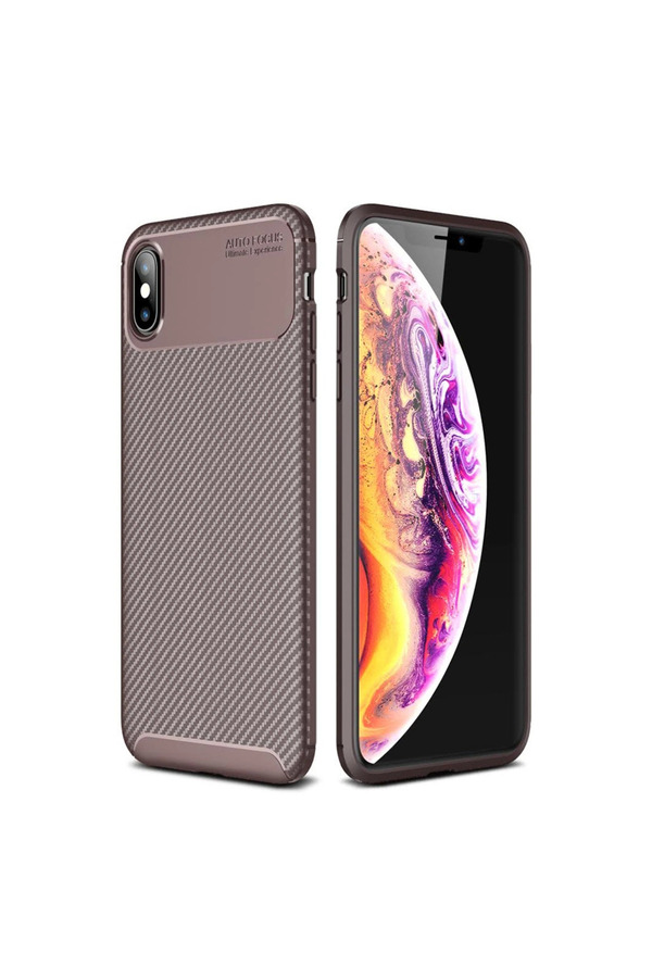 Evimdeyokyok Apple İphone Xs Max Kılıf Auto Focus Karbon Kapak - Kahverengi