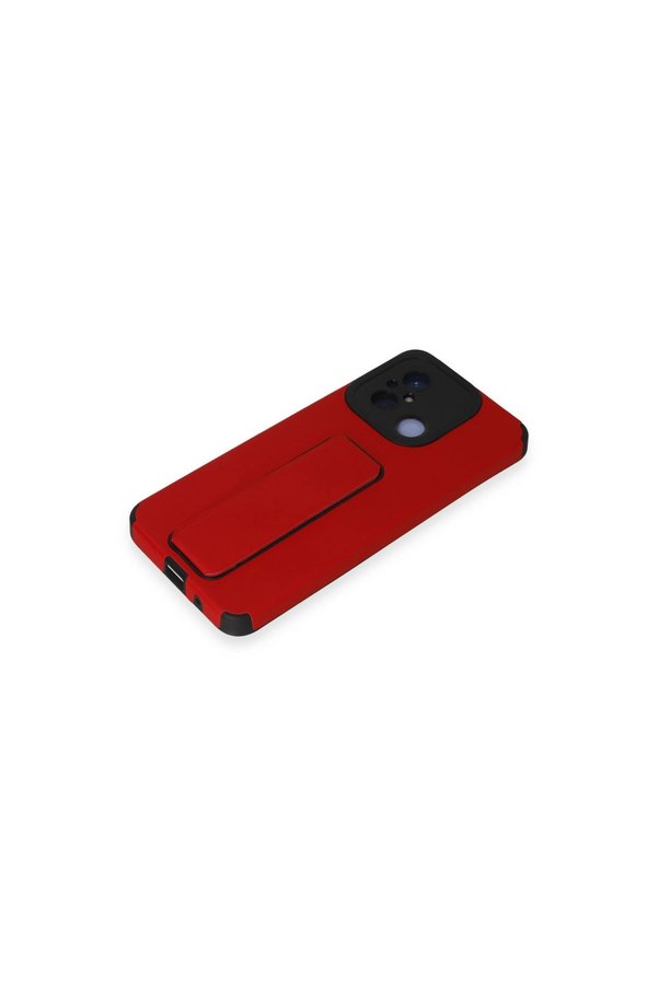 Evimdeyokyok Xiaomi Redmi 12C Kılıf Mega Standlı Silikon - Kırmızı