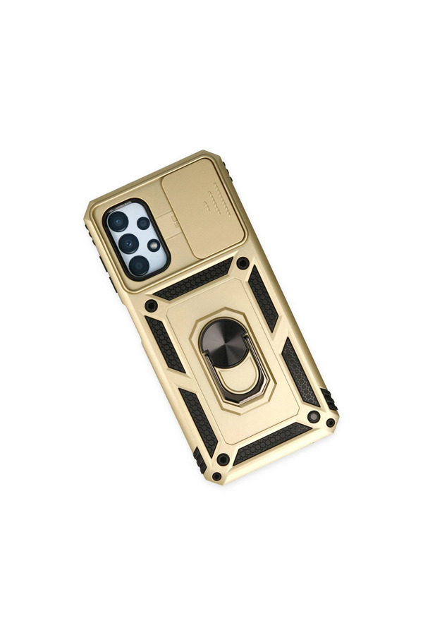 Evimdeyokyok Samsung Galaxy A33 5G Kılıf Pars Lens Yüzüklü Silikon - Gold