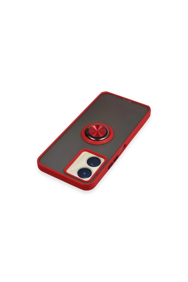 Evimdeyokyok Vivo Y16 Kılıf Montreal Yüzüklü Silikon Kapak - Kırmızı