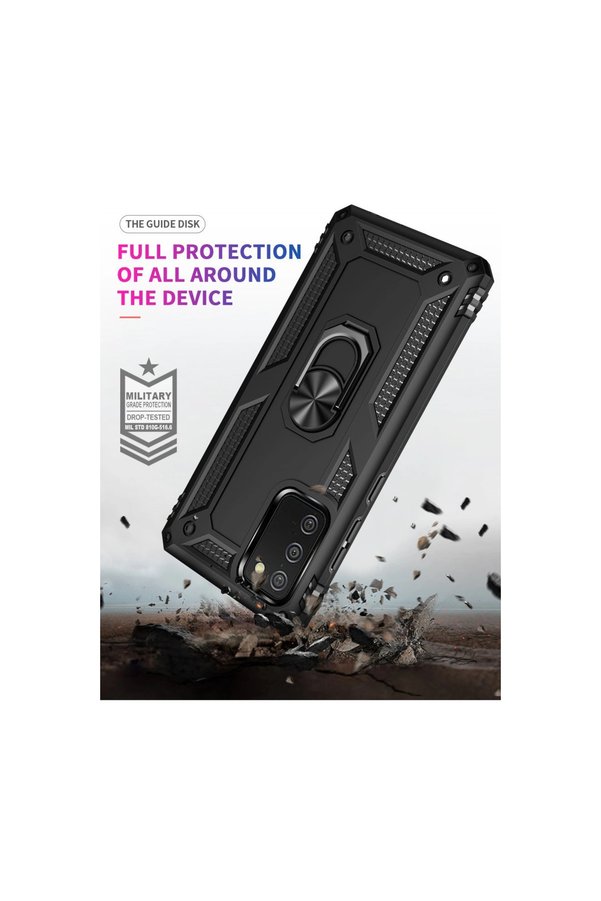 Evimdeyokyok Samsung Galaxy A02S Kılıf Sofya Yüzüklü Silikon Kapak - Siyah