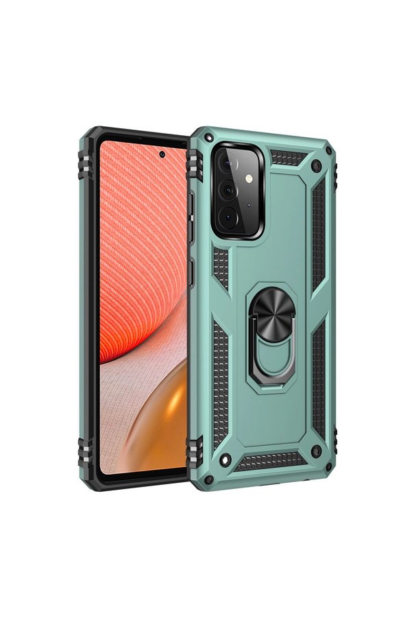 Evimdeyokyok Samsung Galaxy A72 Kılıf Sofya Yüzüklü Silikon Kapak - Yeşil