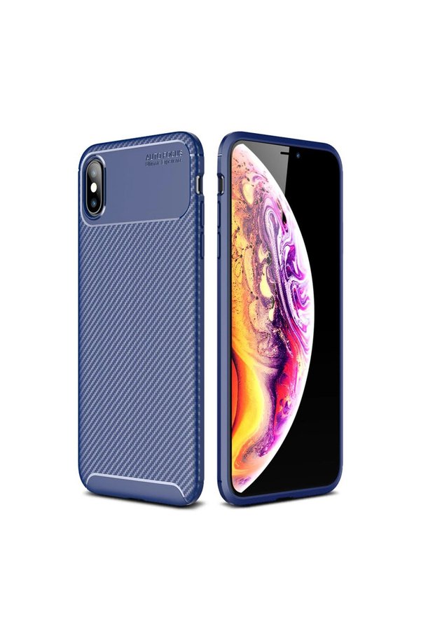 Evimdeyokyok Apple İphone Xs Max Kılıf Auto Focus Karbon Kapak - Lacivert