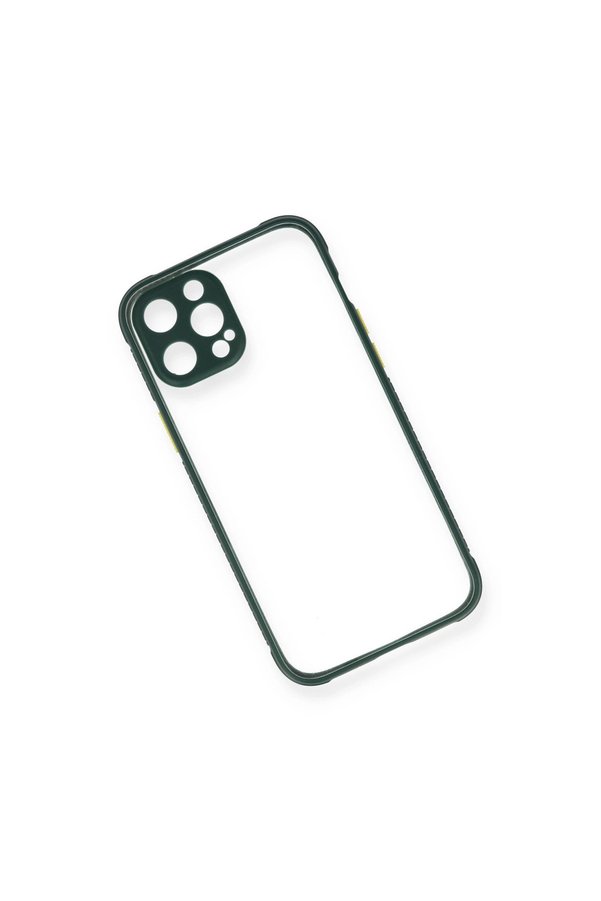 Evimdeyokyok Apple İphone 12 Pro Kılıf Miami Şeffaf Silikon - Koyu Yeşil