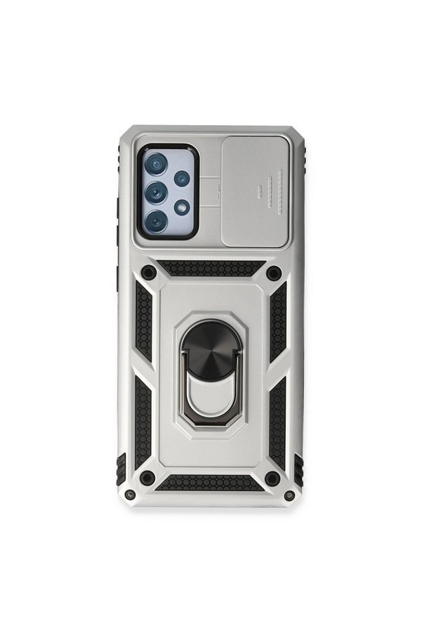Evimdeyokyok Samsung Galaxy A53 5G Kılıf Pars Lens Yüzüklü Silikon - Gümüş