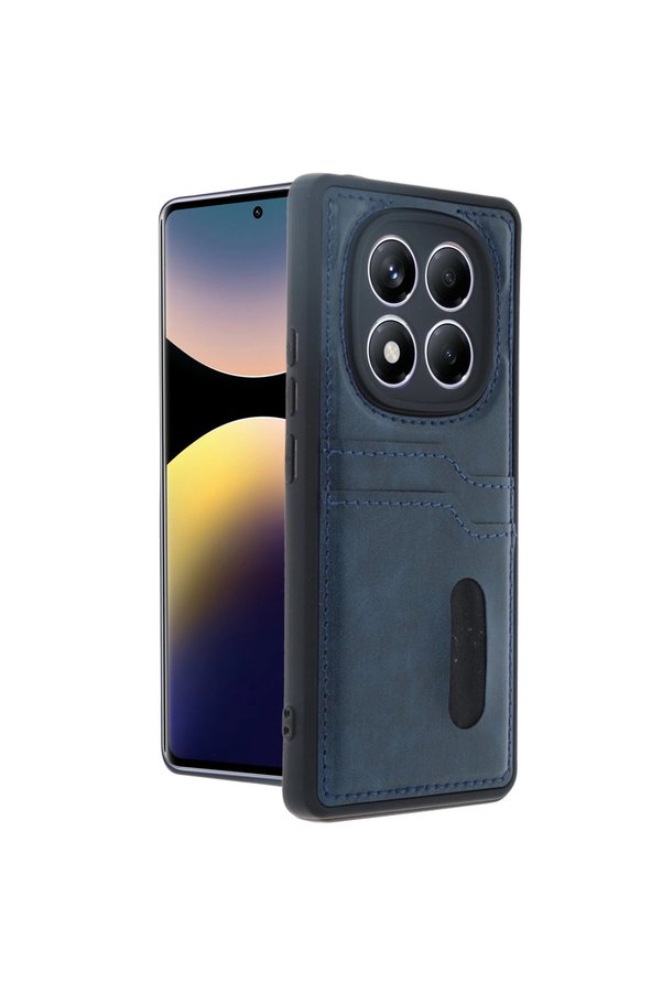 Evimdeyokyok Xiaomi Redmi Note 14 Pro 5G Kılıf Sara Kartvizitli Deri Kılıf - Lacivert