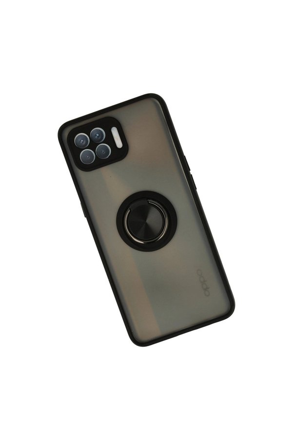 Evimdeyokyok Oppo Reno 4 Lite Kılıf Montreal Yüzüklü Silikon Kapak - Siyah