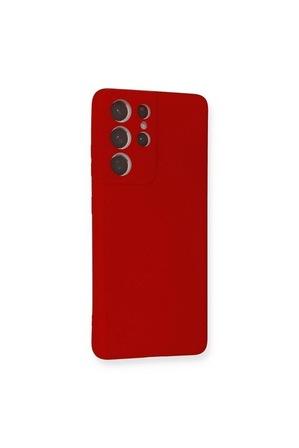 Evimdeyokyok Samsung Galaxy S21 Ultra Kılıf Nano İçi Kadife Silikon - Kırmızı