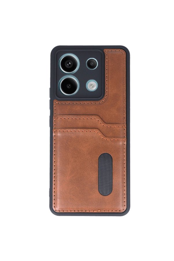 Evi̇mdeyokyok Xi̇aomi̇ Redmi̇ Note 13 Pro 4G Kılıf Sara Kartvi̇zi̇tli̇ Deri̇ Kılıf - Taba