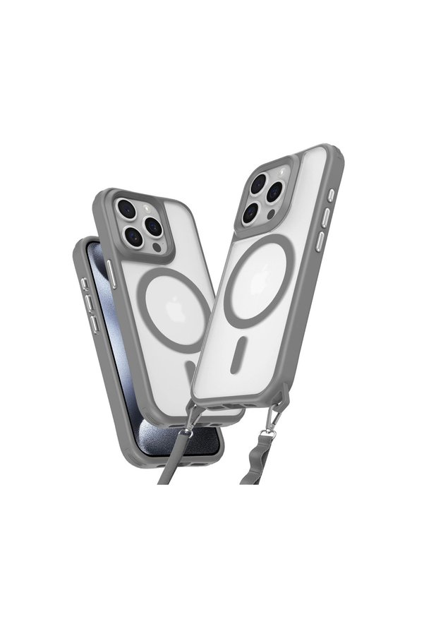 Evimdeyokyok Apple İphone 15 Pro Max Kılıf Enka Magsafe Silikon Kılıf - Titan Gri