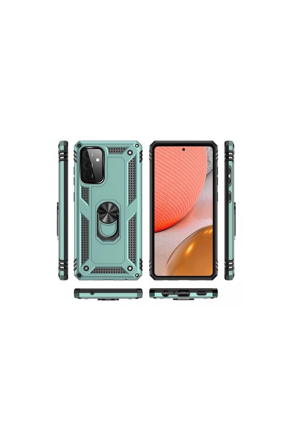 Evimdeyokyok Samsung Galaxy A72 Kılıf Sofya Yüzüklü Silikon Kapak - Yeşil