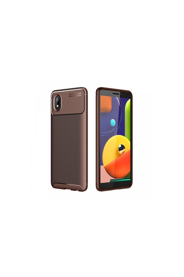 Evimdeyokyok Samsung Galaxy A01 Core Kılıf Auto Focus Karbon Kapak - Kahverengi