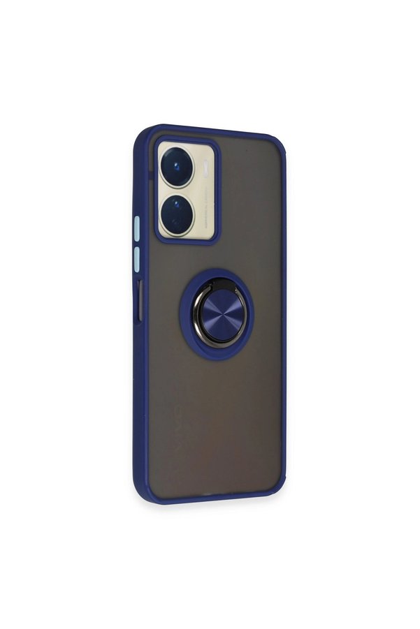 Evimdeyokyok Vivo Y16 Kılıf Montreal Yüzüklü Silikon Kapak - Lacivert