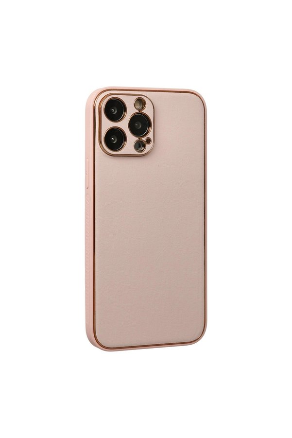 Evimdeyokyok Apple İphone 13 Pro Max Kılıf Coco Deri Silikon Kapak - Pudra