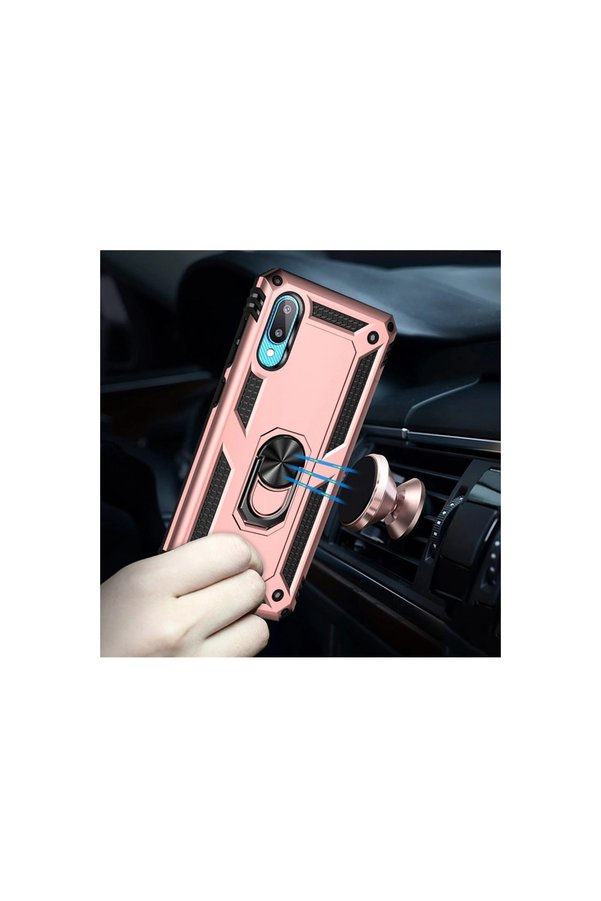 Evimdeyokyok Samsung Galaxy A02 Kılıf Sofya Yüzüklü Silikon Kapak - Rose