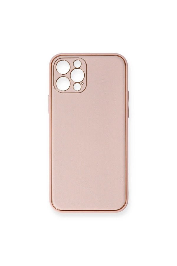 Evimdeyokyok Apple İphone 12 Pro Kılıf Coco Deri Silikon Kapak - Pembe