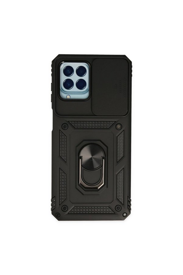 Evimdeyokyok Samsung Galaxy M33 Kılıf Pars Lens Yüzüklü Silikon - Siyah