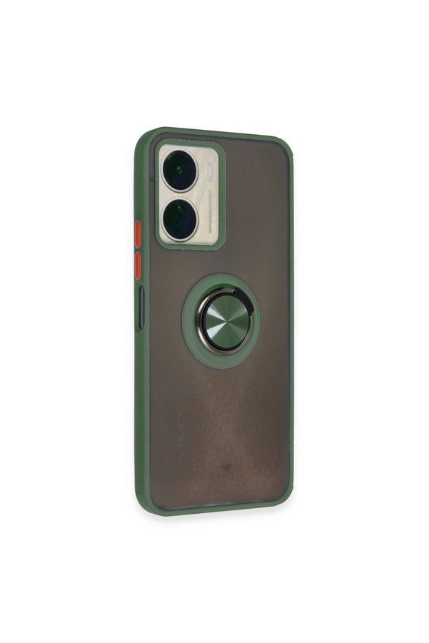 Evimdeyokyok Vivo Y16 Kılıf Montreal Yüzüklü Silikon Kapak - Yeşil