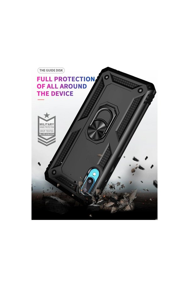 Evimdeyokyok Samsung Galaxy A02 Kılıf Sofya Yüzüklü Silikon Kapak - Siyah