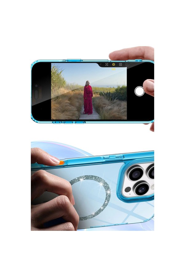 Evi̇mdeyokyok Apple İphone 15 Pro Max Li̇ve Di̇amond Magsafe Kapak - Yeşi̇l