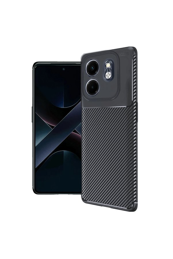 Evimdeyokyok İnfinix Smart 9 Kılıf Auto Focus Karbon Kapak - Siyah