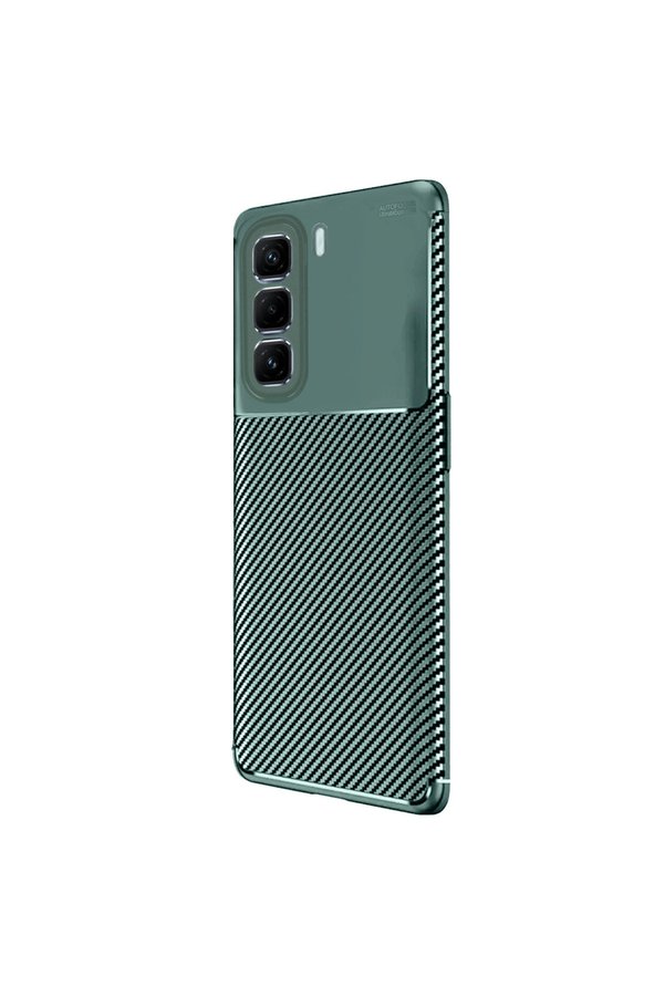Evi̇mdeyokyok İnfi̇ni̇x Hot 50 4G Kılıf Auto Focus Karbon Kapak - Koyu Yeşi̇l