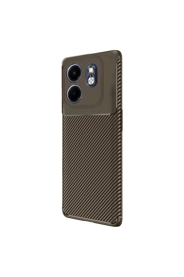 Evi̇mdeyokyok İnfi̇ni̇x Smart 9 Kılıf Auto Focus Karbon Kapak - Kahverengi̇