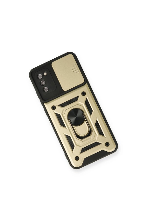Evi̇mdeyokyok Samsung Galaxy A03S Kılıf Pars Lens Yüzüklü Si̇li̇kon - Gold