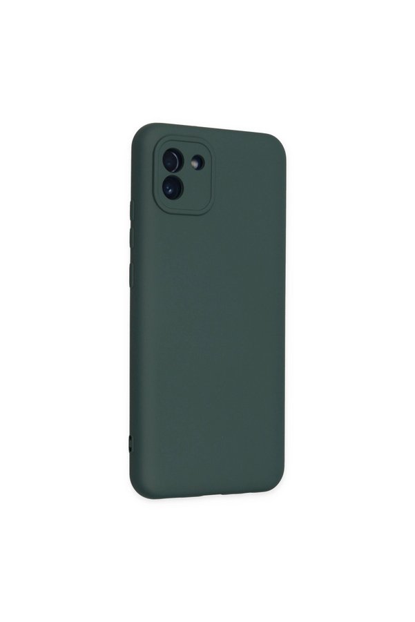 Evi̇mdeyokyok Samsung Galaxy A03 Kılıf Nano İçi̇ Kadi̇fe Si̇li̇kon - Koyu Yeşi̇l