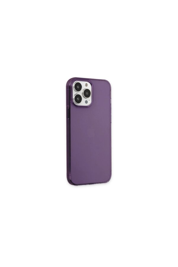 Evi̇mdeyokyok Apple İphone 13 Pro Max Kılıf Pc Sert Şeffaf Kapak - Mor