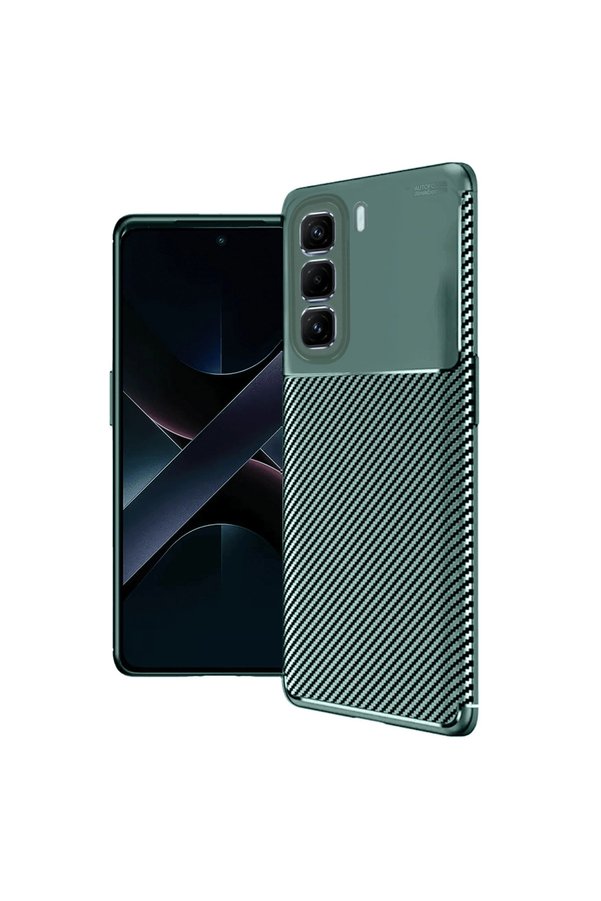 Evimdeyokyok İnfinix Hot 50 4G Kılıf Auto Focus Karbon Kapak - Koyu Yeşil