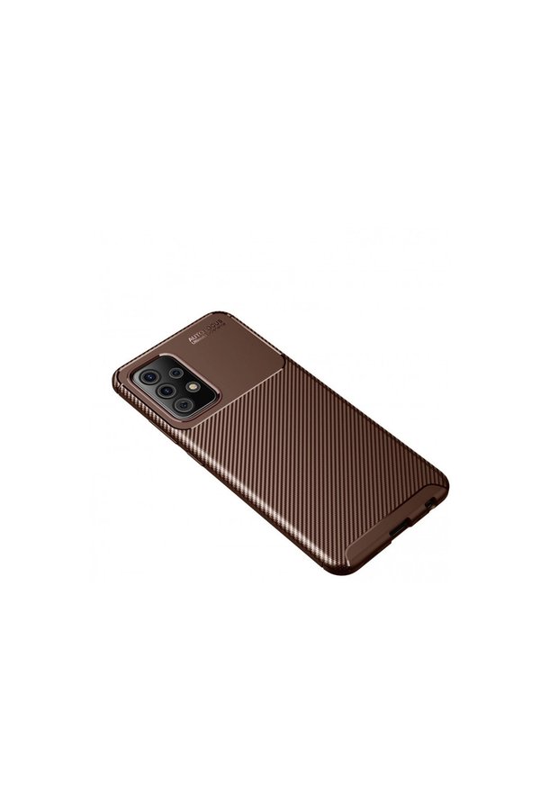 Evi̇mdeyokyok Samsung Galaxy A72 Kılıf Auto Focus Karbon Kapak - Kahverengi̇