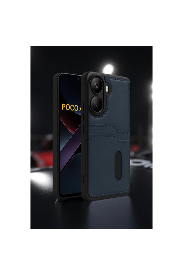 Evi̇mdeyokyok Xi̇aomi̇ Poco X7 Pro Kılıf Sara Kartvi̇zi̇tli̇ Deri̇ Kılıf - Si̇yah