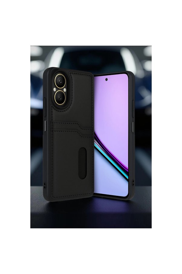 Evi̇mdeyokyok Realme 12 Li̇te Kılıf Sara Kartvi̇zi̇tli̇ Deri̇ Kılıf - Koyu Yeşi̇l