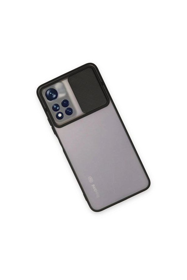 Evimdeyokyok Xiaomi Redmi Note 11T Kılıf Palm Buzlu Kamera Sürgülü Silikon - Siyah