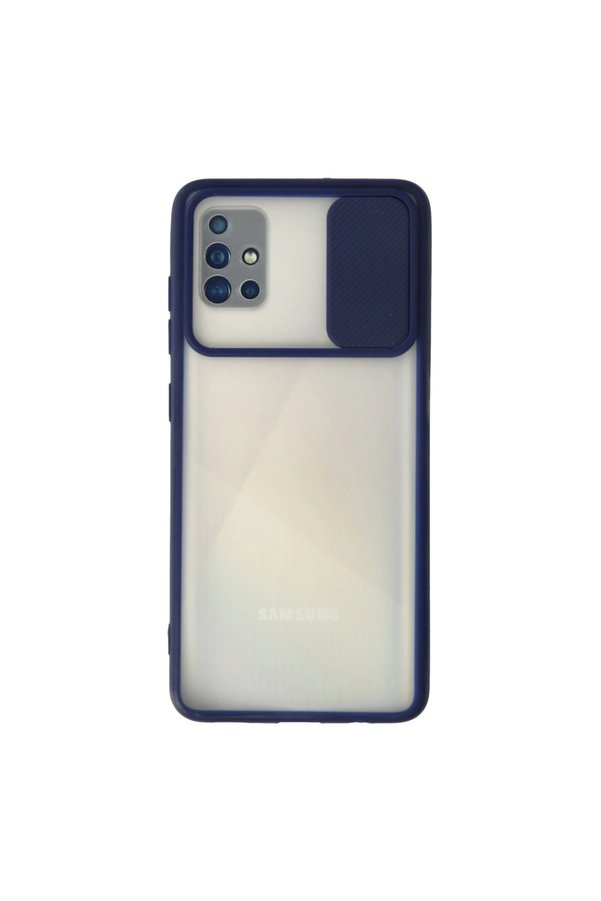 Evimdeyokyok Samsung Galaxy A71 Kılıf Palm Buzlu Kamera Sürgülü Silikon - Lacivert