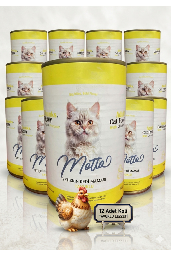 Motto Tavuk Etli Yetişkin Kedi Konserve Mama 400 Gr. X 12 Adet