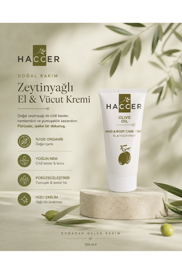 Haccer Doğal El Ve Vücut Nemlendirici Bakım Kremi 150 Ml