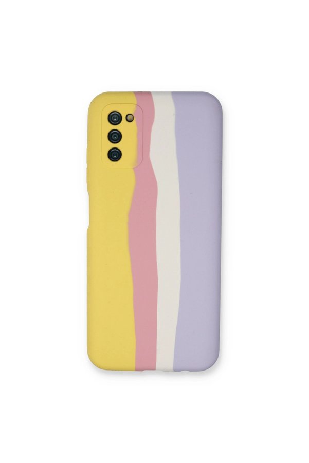 Evimdeyokyok Samsung Galaxy A03S Kılıf Ebruli Lansman Silikon - Sarı-Mavi