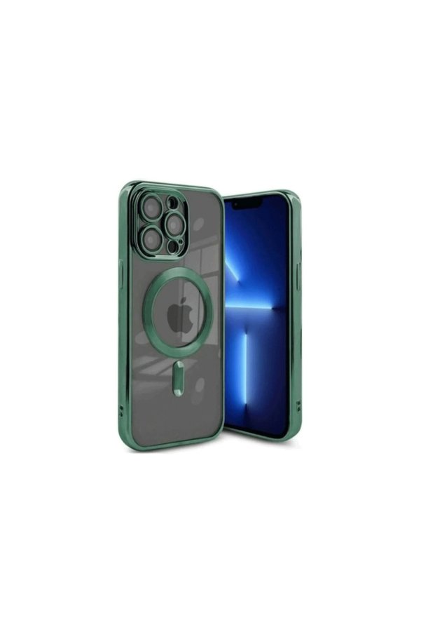 Evimdeyokyok Apple İphone 15 Pro Kılıf Kross Magneticsafe Kapak - Koyu Yeşil